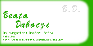 beata daboczi business card